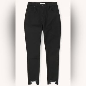 Abercrombie Curve Love High Rise Supet Skinny Frayed Ankle Jean